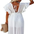 thumbnail image 4 of AMERTEER Women‘s Dress Knot Breasted Smock Backless Robe Sun Proof Clothes, 4 of 4