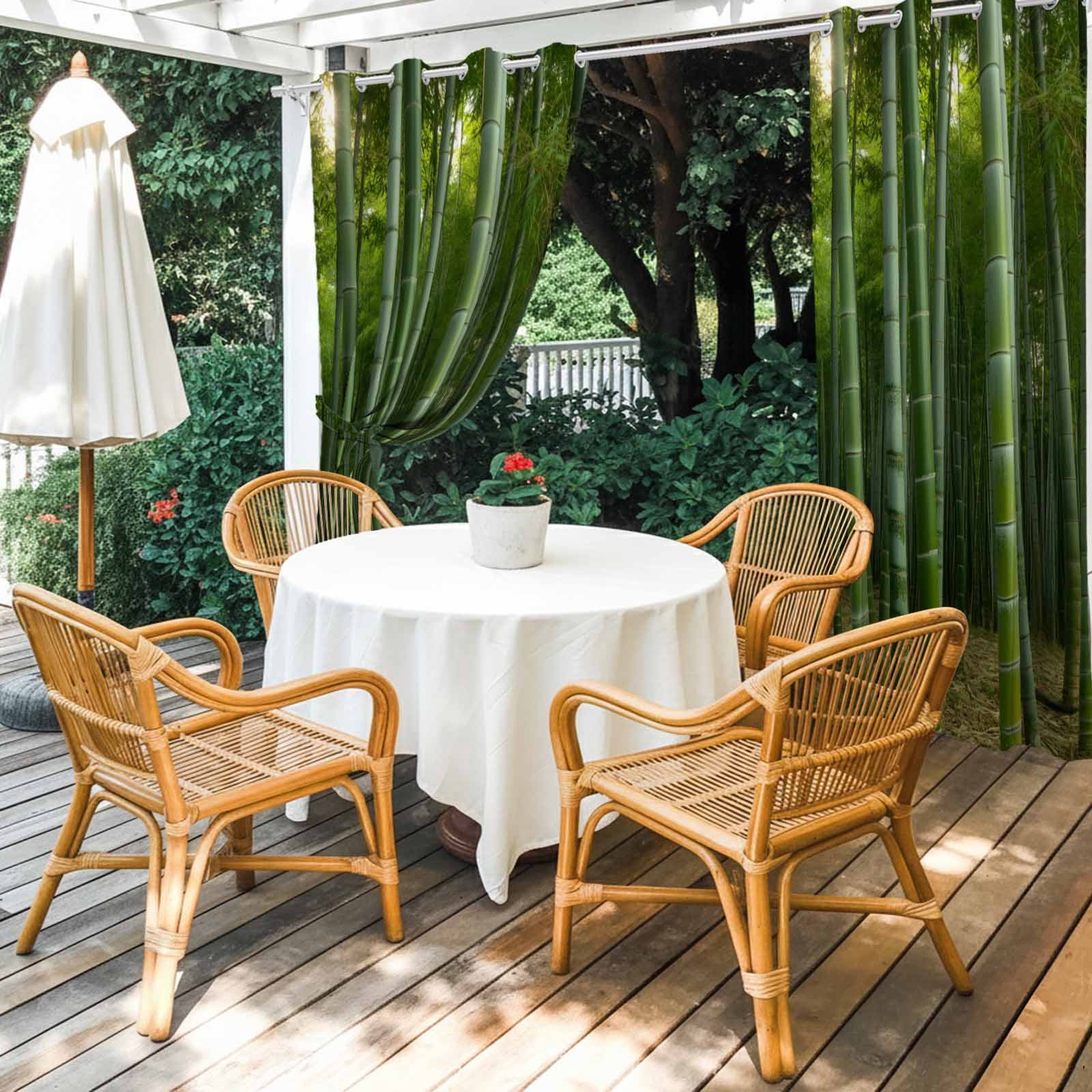 Outdoor Curtains for Patio Waterproof, Green Plants Outdoor Privacy Panels Grommet, Forest Natural Landscape Botanical Blackout Outside Curtains for Porch/Cabana/Pergola/Gazebo 54"x95", 2 Panels