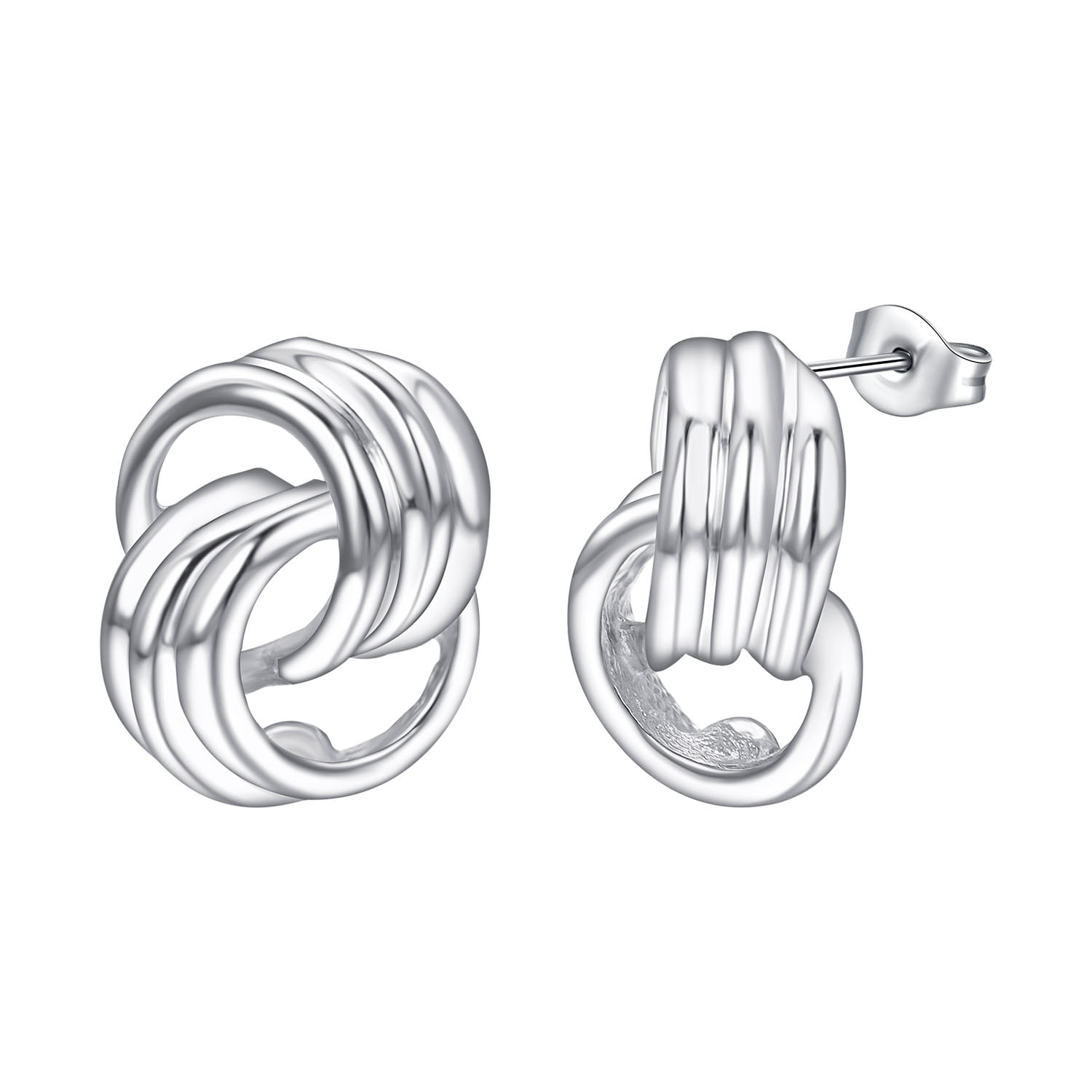 SNZM S925 Sterling Silver Huggie Hoop Earrings Set - 3 Pair Hypoallergenic Gold Plated Stacking Earrings