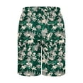 thumbnail image 5 of Mens Shorts Elastic Waist Drawstring Hawaii Print Shorts Pockets Casual Beach Pants Army Green L, 5 of 5