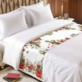 thumbnail image 4 of Bed Runner Scarf for King Size Bed, Christmas Beds Scarf Throws for Foot of Bedding, Xams Tree Winter Red Poinsettia Pine Cones Decorative Beds Runners for Bedroom Guestroom, 94"x20", 4 of 8