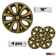 thumbnail image 4 of OMAC 16" Set of 4 Pcs Wheel Covers Matt Black with Yellow Hubcaps fit R16 Steel Rim, 4 of 7