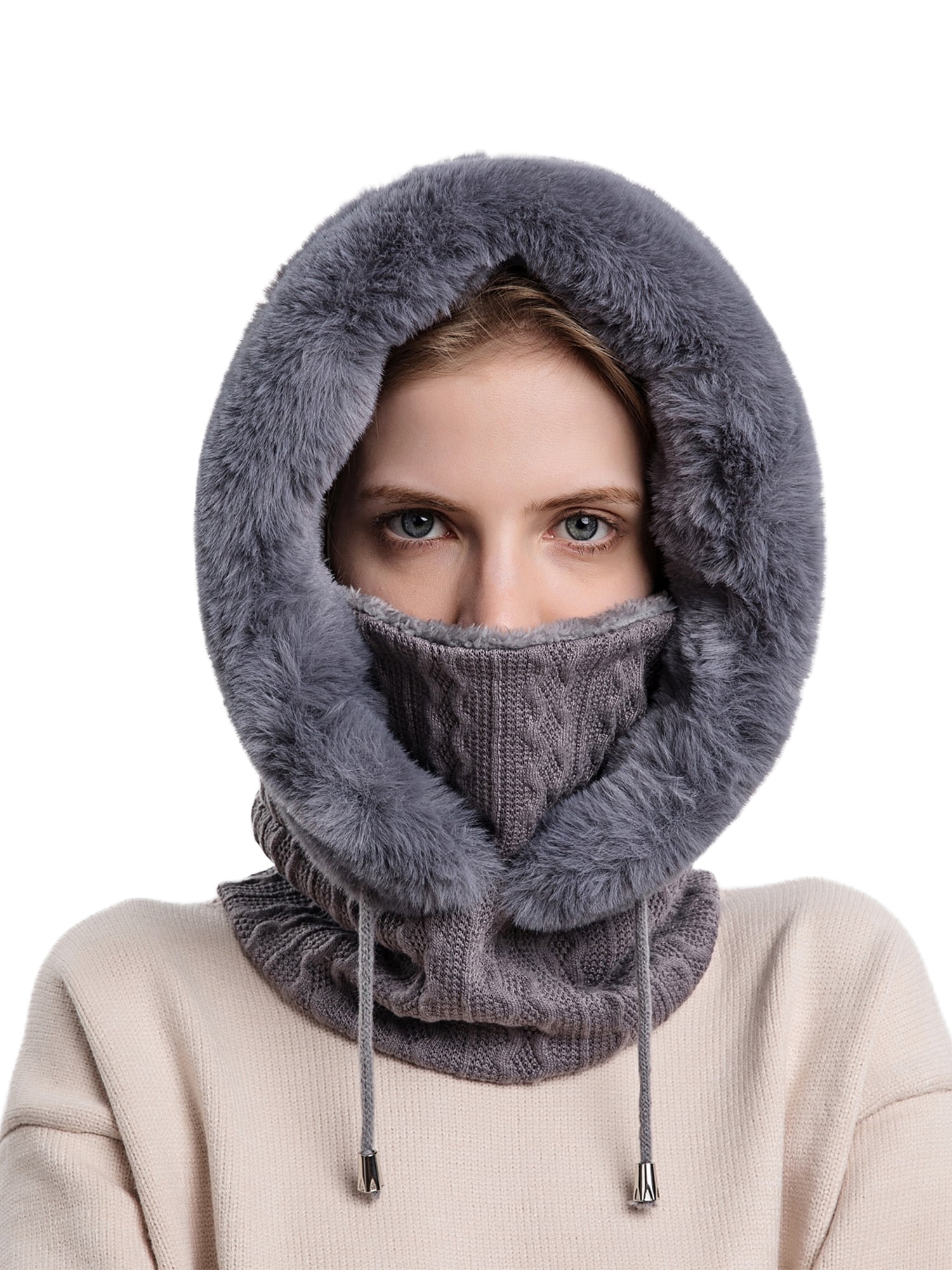 fleece hooded scarf