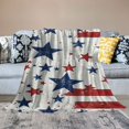 thumbnail image 2 of Creowell Patriotic Throw Blanket 4th of July Memorial Day Throw Blanket American Flag Flannel Blanket for Travel Camping Night Reading Lunch Break White, 2 of 6