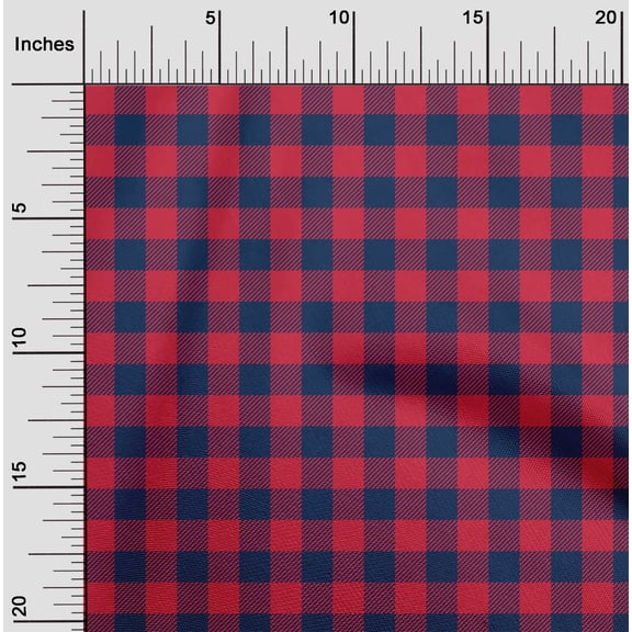 oneOone Viscose Chiffon Navy Blue Fabric Gingham Check Diy Clothing Quilting Fabric Print Fabric By Yard 42 Inches Wide