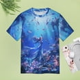 thumbnail image 4 of Mermaid Glitter Fish Scale Girls Womens Tops Women's Fashion Casual Short Sleeve Flower Print Round Neck Pullover Top Blouse, 4 of 6