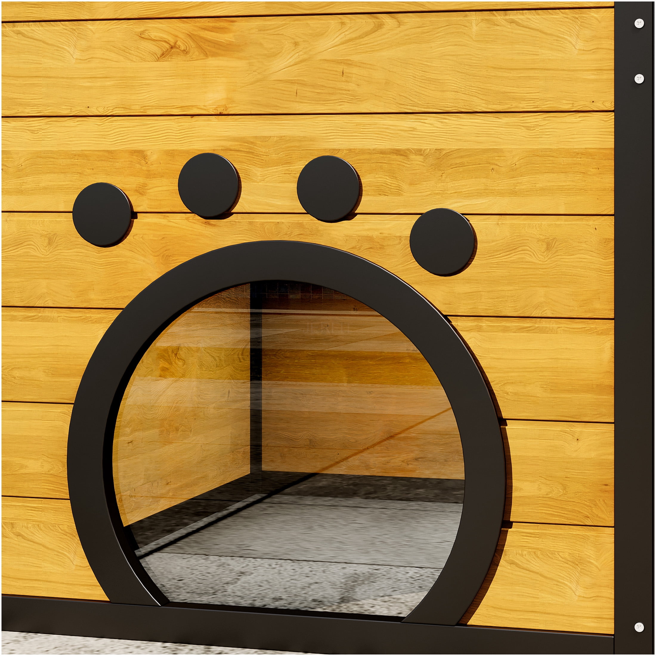 JERFIT 4-Tier Outdoor Catio Enclosure with Window Attachment, Weatherproof Large Cat House with Platforms, Lounges & Asphalt Roof for Multiple Pets, Brown