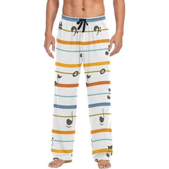 Cute Music Notes Ghost Pajama Pants, Men's Lounge Pants Light with Drawstring and Pockets, Christmas New Year Birthday Father's Day Gifts