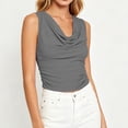 thumbnail image 3 of Ribbed Camisole Topsfor Women’s Cowl Neck Tank Tops Sleeveless Ruched Pullover Tops Loose Casual Elegant Business Blouse Gray XL, 3 of 6