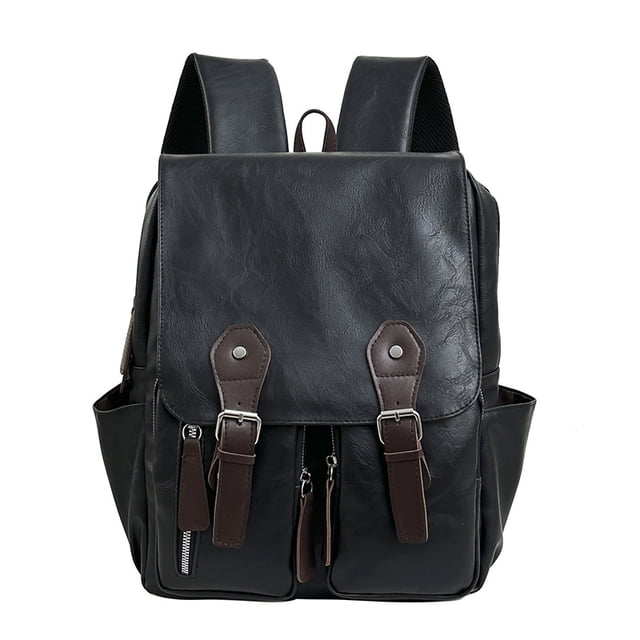 PRIYAL Business Men and Women PU Leather Backpack Laptop Waterproof Backpack Travel Commuter Lightweight Backpack