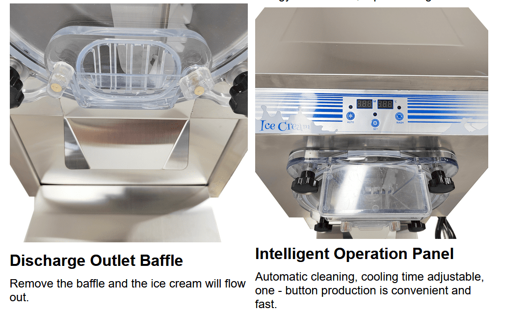 Auto Hard Ice Cream Machine Single Flavor Ice Cream Maker with Digital Display 110V 18-25L/h