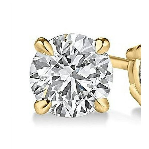 (0.55 carat) 14K Yellow Gold Round Diamond Stud Earrings in I2 Clarity