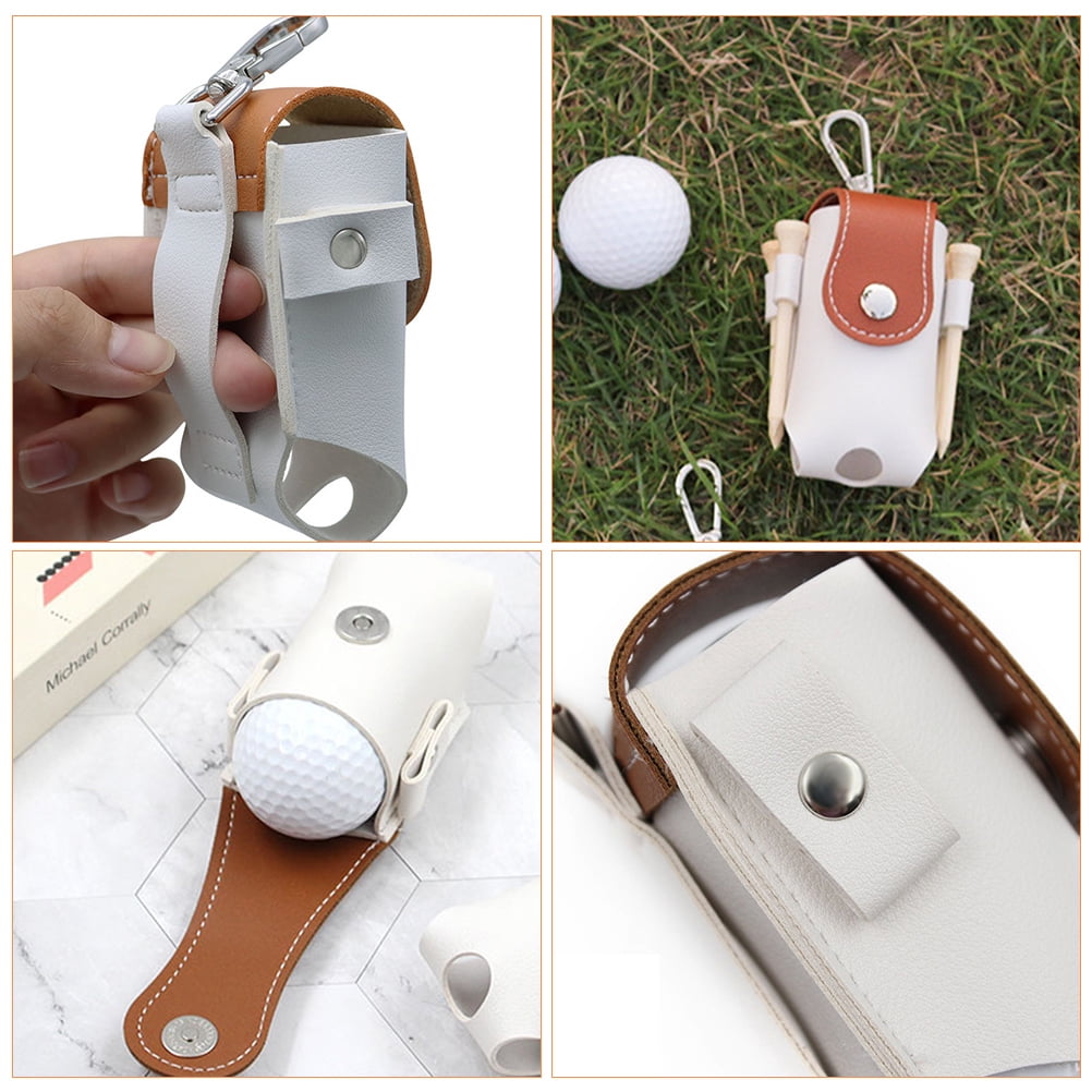 HOMEMAXS 4pcs Reusable Golfs Ball Holder Small Golfs Tee Organizer Golfs Ball PU Bag Small Bag for Golfing Ball