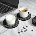 thumbnail image 3 of Set of 6 Silicone Drink Coasters with Metal Holder – 4" Round Heat Resistant Non-Slip Pads for Mugs, Cups, Table, Desk, Office, Bar (Black), 3 of 6