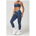 thumbnail image 4 of PISONIC Womens Workout Set Two Piece Spaghetti Straps Cross Back Sports Bra Matching High Waist Leggings Gym Work Out Outfits, 4 of 10