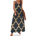 thumbnail image 1 of Nuevo vestido sin mangas marroquí azul marino y dorado vestidos africanos para mujer, 1 of 7