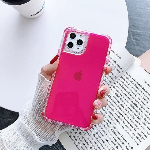 3IN1 Candy Color Shockproof Bumper Phone Case For iPhone 16 13 11 12 14 15 Pro Max XR X XS Max SE 7 8 Plus Soft Back Cover Rose Red For iPhone 11Pro