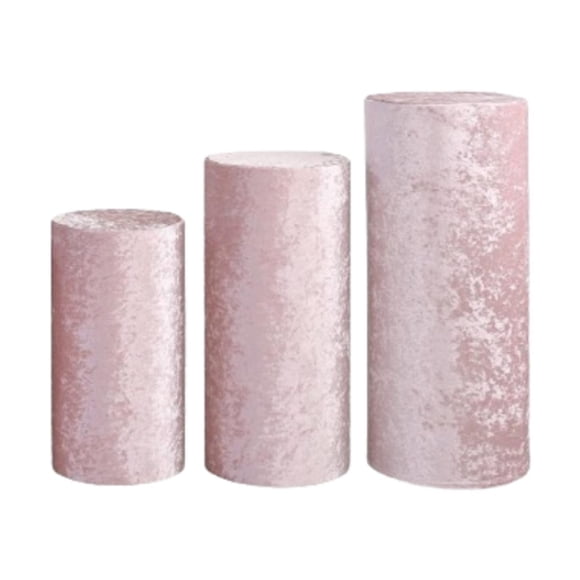 3 piezas de cubiertas de soporte de cilindro para decoración de manteles, cubierta de soporte de pedestal cilíndrico Rosa