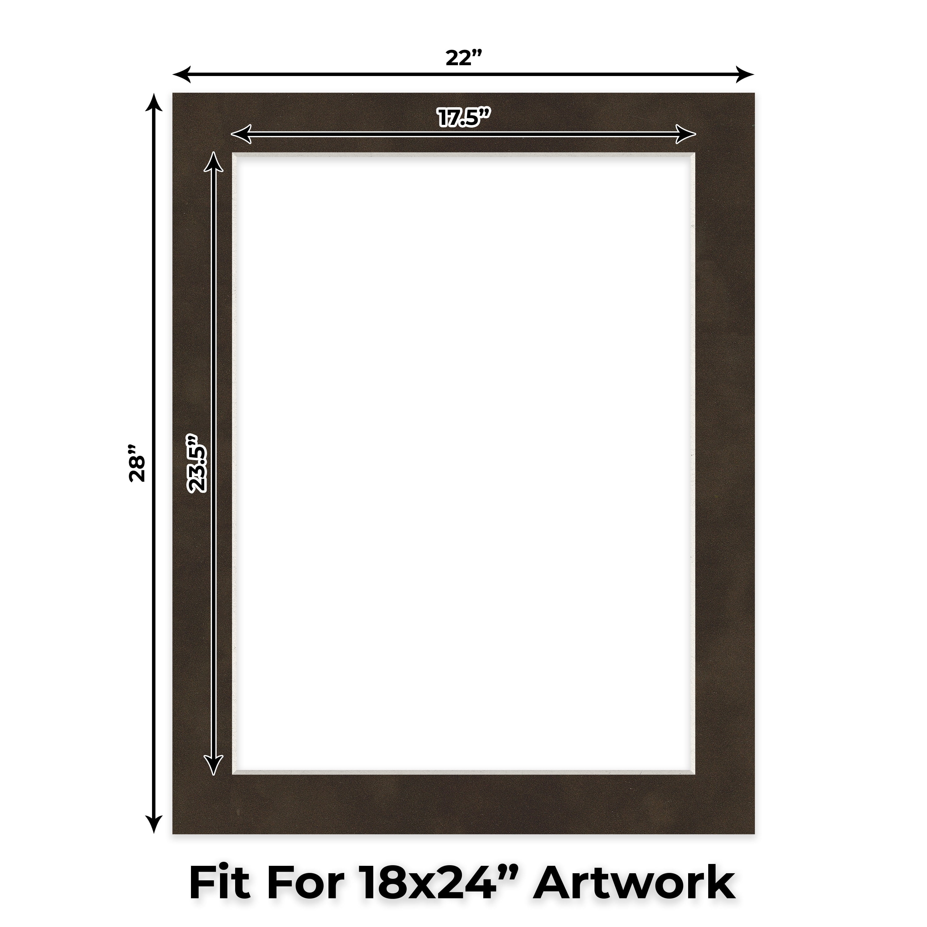 Brown Suede Picture Frame Mat for 22x28 Frames - Fits 18x24 Photos - 10 Mats