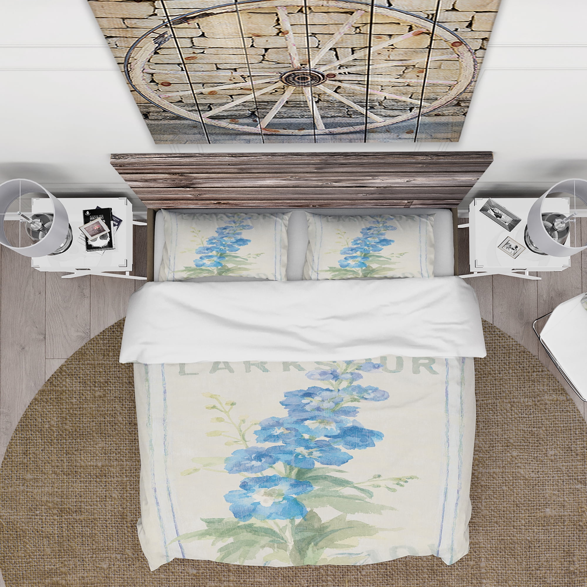Designart 'Floursack Florals VII' Cottage Duvet Cover Set