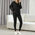 thumbnail image 3 of OGLCCG 2 Piece Lounge Sets for Women 2 Piece Lightweight Fall Outfits Casual Loose Long Sleeve V Neck Pullover Tops and Strecth Leggings Sets,XL,Black, 3 of 5