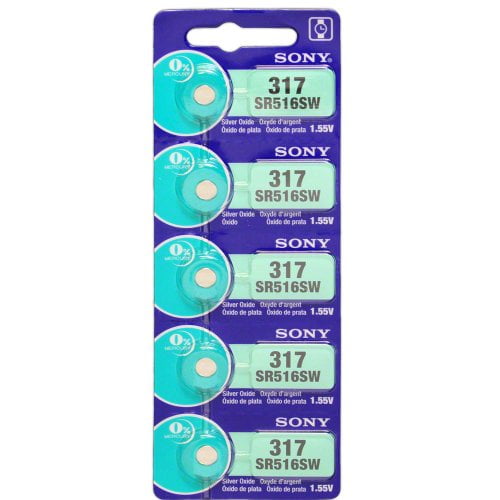 Sony 317 (SR516SW) 1.55V Silver Oxide 0%Hg Mercury Free Watch Battery ...