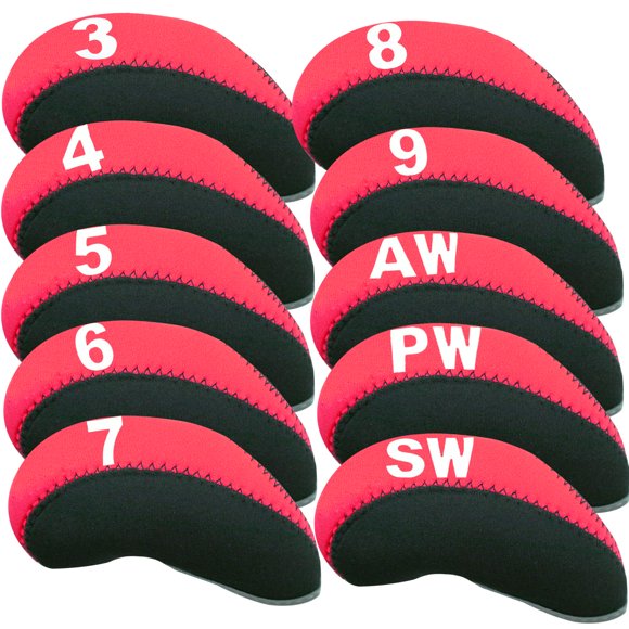 Golf Iron Head Covers Neoprene with Numbers Printed Value 10 Pcs/Set, Headcovers Durable Portable Fits All Irons Clubs for Men Women