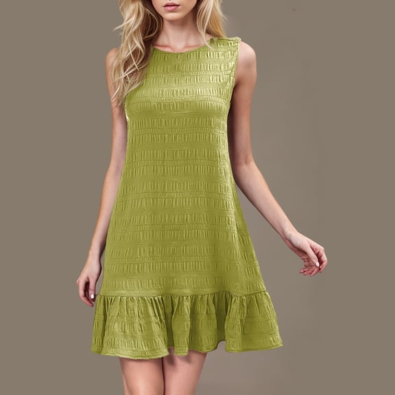 Horkkom Mini Dresses for Women Sleeveless Solid Color Summer Dresses Beach Vacation Soft Sundresses, S-2XL