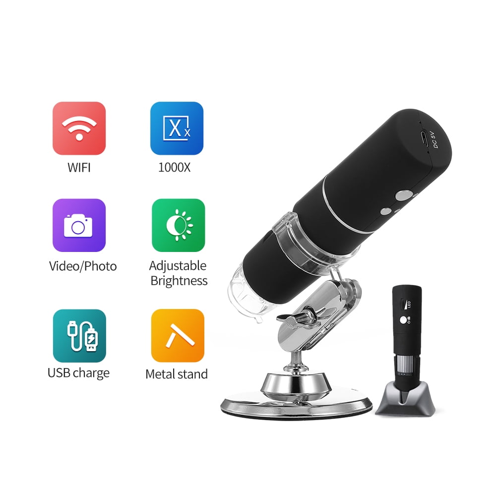0 to 200X Magnification Camera Compatible with Android and iOS Smartphone or Tablet Windows Mac Mini Handheld USB Digital Microscope WiFi Microscope