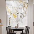 thumbnail image 4 of Gold White Marble Tie Up Curtain 63 Inches Long, Abstract Cracked Stone Texture Contemporary Balloon Style Kitchen Window Curtain Over Sink, Small Window Rod Pocket Curtain 46"x63", 4 of 9