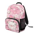 thumbnail image 2 of POLERO 17 Inch Backpack for Kids, Polyester Adjustable Straps Lightweight School Backpack, Cartoon Pig & Floral Print, 2 of 9