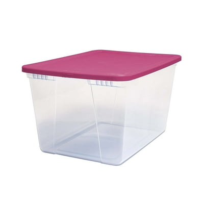 Clear Storage Container with Pink Lid 56 Quart Togo Ubuy