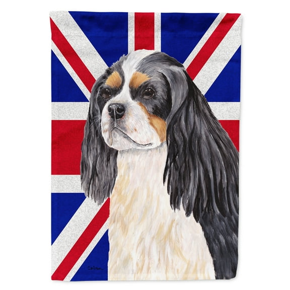 Carolines Treasures SC9848GF Cavalier Spaniel with English Union Jack British Flag Garden Flag Garden Size multicolor