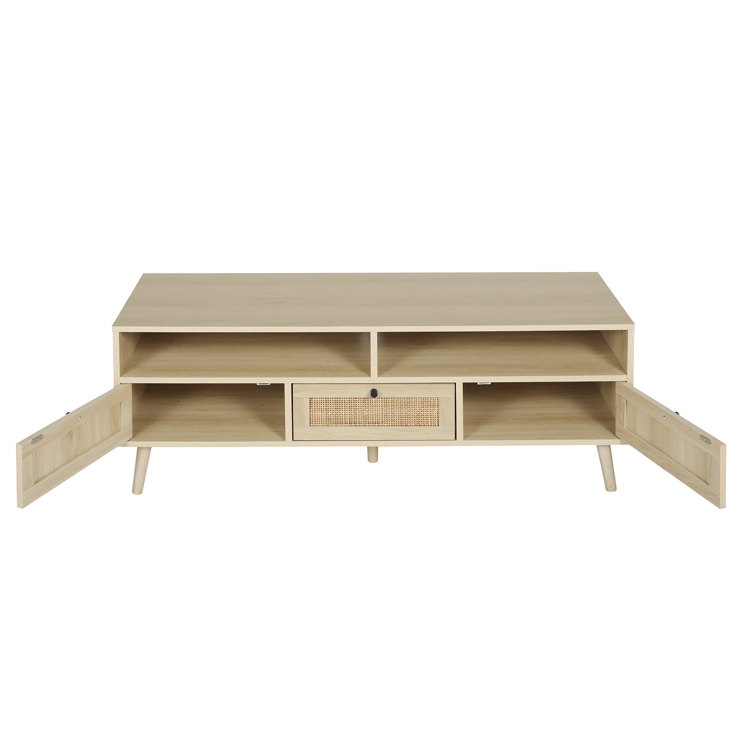 Kadyn 47.32" TV Stand, TV Cabinet with Solid Wood Feet, Entertainment Center TV Console for TVs up to 55", Natural Kadyn 47.32" TV Stand, TV Cabinet with Solid Wood Feet, Entertainment Center TV Console for TVs up to 55", Natural