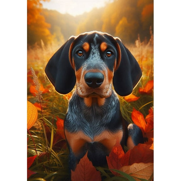 Blue Tick Coonhound -  Best of Breed DCR Falling Leaves Garden Flag