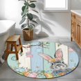 thumbnail image 3 of Round Rugs 3.3Ft, Happy Easter Round Area Rug Washable Indoor Throw Carpet, Spring Bunny Colorful Eggs Wooden Grain Soft Non Slip Circle Rug for Laundry Room Patio Home Decor Aesthetic, 3 of 8