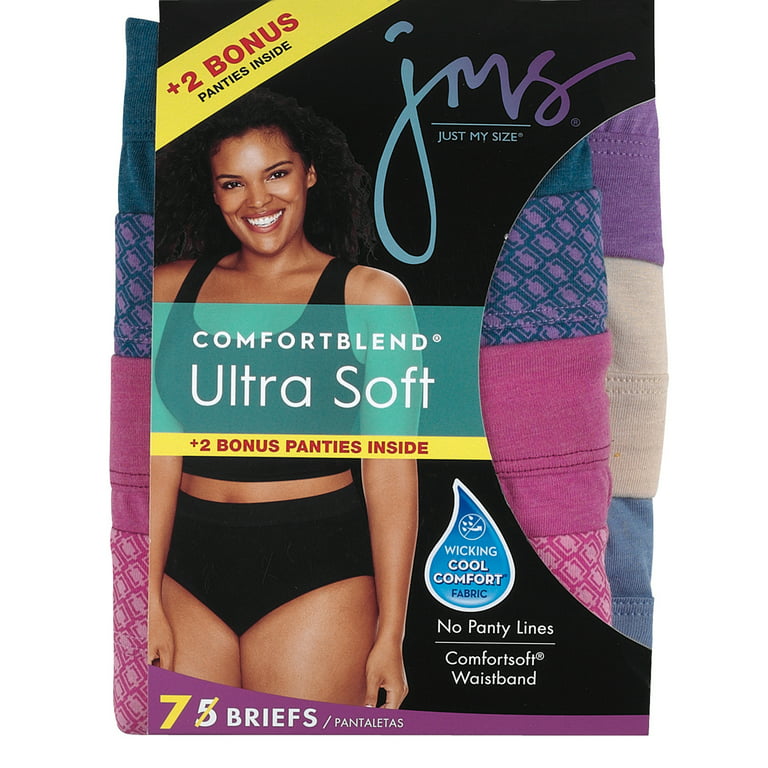 Just My Size Womens' cool comfort pure bliss cotton briefs, 5 + 2 bonus pack