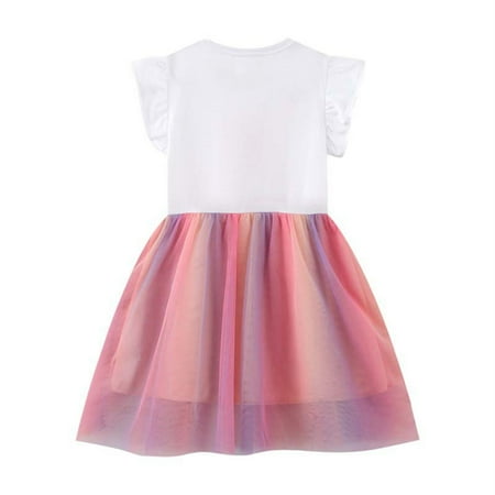 

PEASKJP Fringe Dress Girls Toddler Sleeveless Embroidered Bowknot Chiffon A-Line Pageant Dress Pink 6 Years