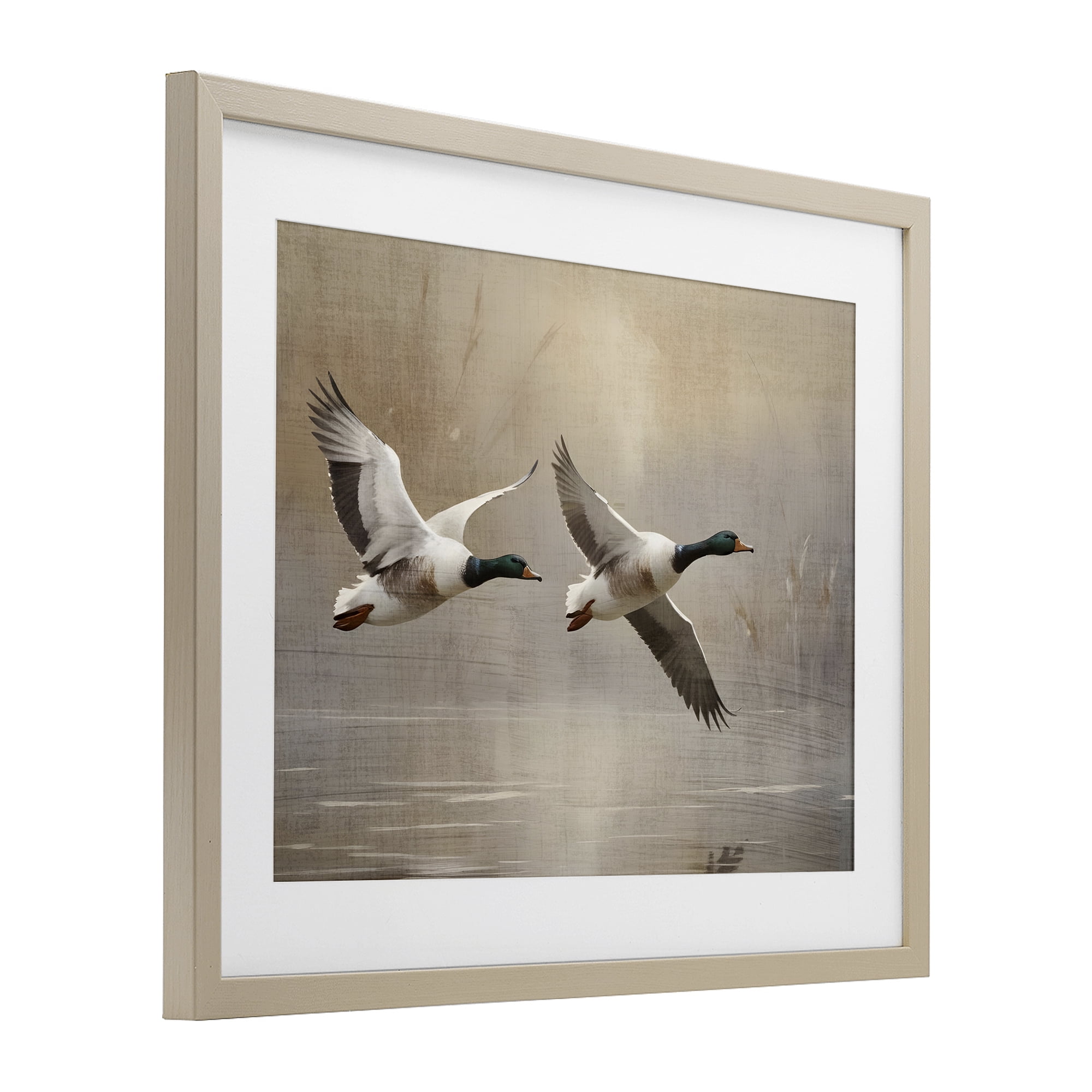 Stupell Industries Mallard Ducks over Pond Birch Framed Print Under Glass, design by Susan Arnot