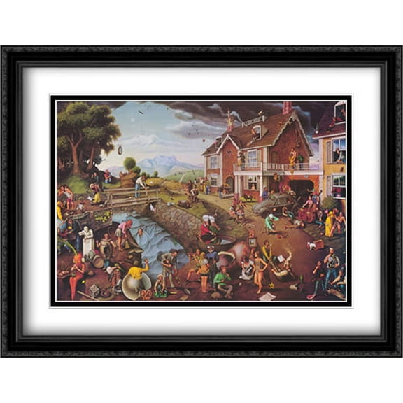 Proverbidioms 2x Matted 32x26 Large Black Ornate Framed Art Print by Thomas E. Breitenbach