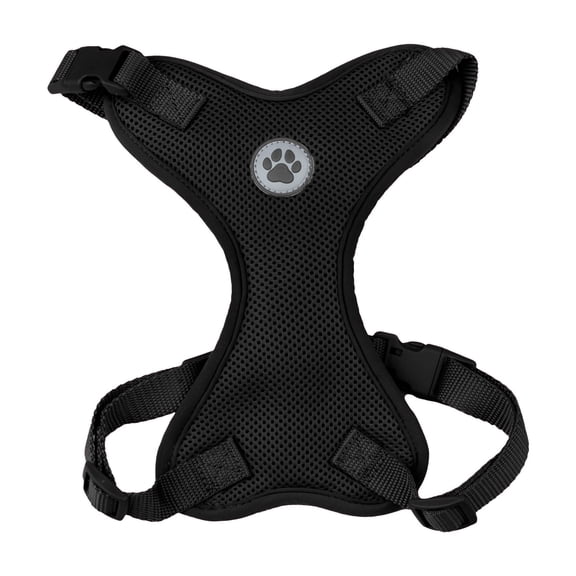 Vibrant Life Polyester Mesh Adjustable and Reflective Dog Walking Harness, Black, XL