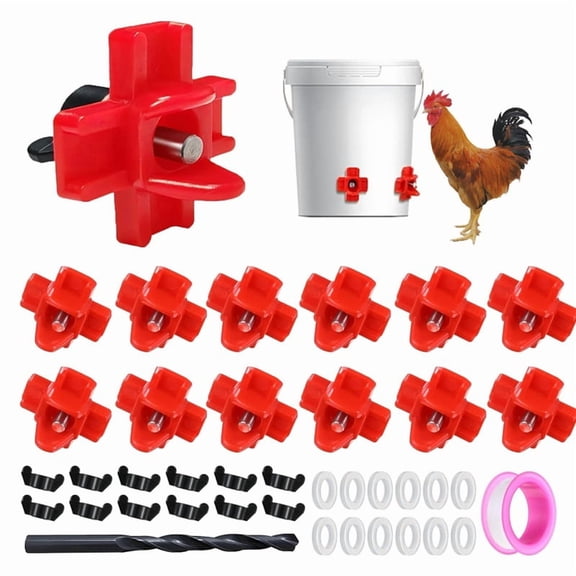 12Pcs Horizontal Chicken Waterer Nipples with Drill Bits,Leakproof Poultry Watering System for Coop,for Outdoor