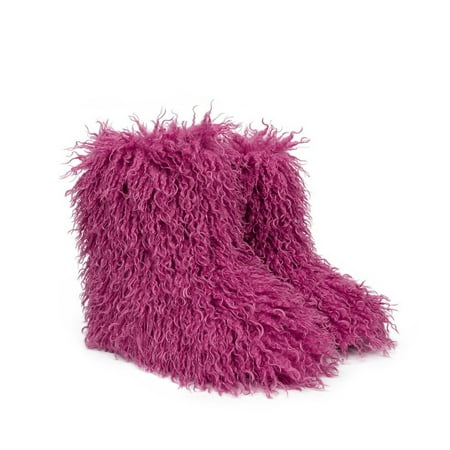 

XWQWJH Women s Faux fur Boot Furry Fluffy Short Snow Boot Mid-Calf Boots Warm Comfortable Outdoor Flat Shoes Cozy Furry Fuzzy Snow Boots