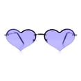 thumbnail image 4 of Womens Hippie Bubbly Heart Shape Half Rim Metal Retro Sunglasses Silver - Purple, 4 of 7