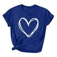 thumbnail image 2 of BLTIBY Valentine's Day Sweatshirt for Women Summer Spring Crewneck Short Sleeve Funny Love Heart Graphic Valentines Shirt Casual Valentines Fashion Pullover Top Dark Blue L, 2 of 3