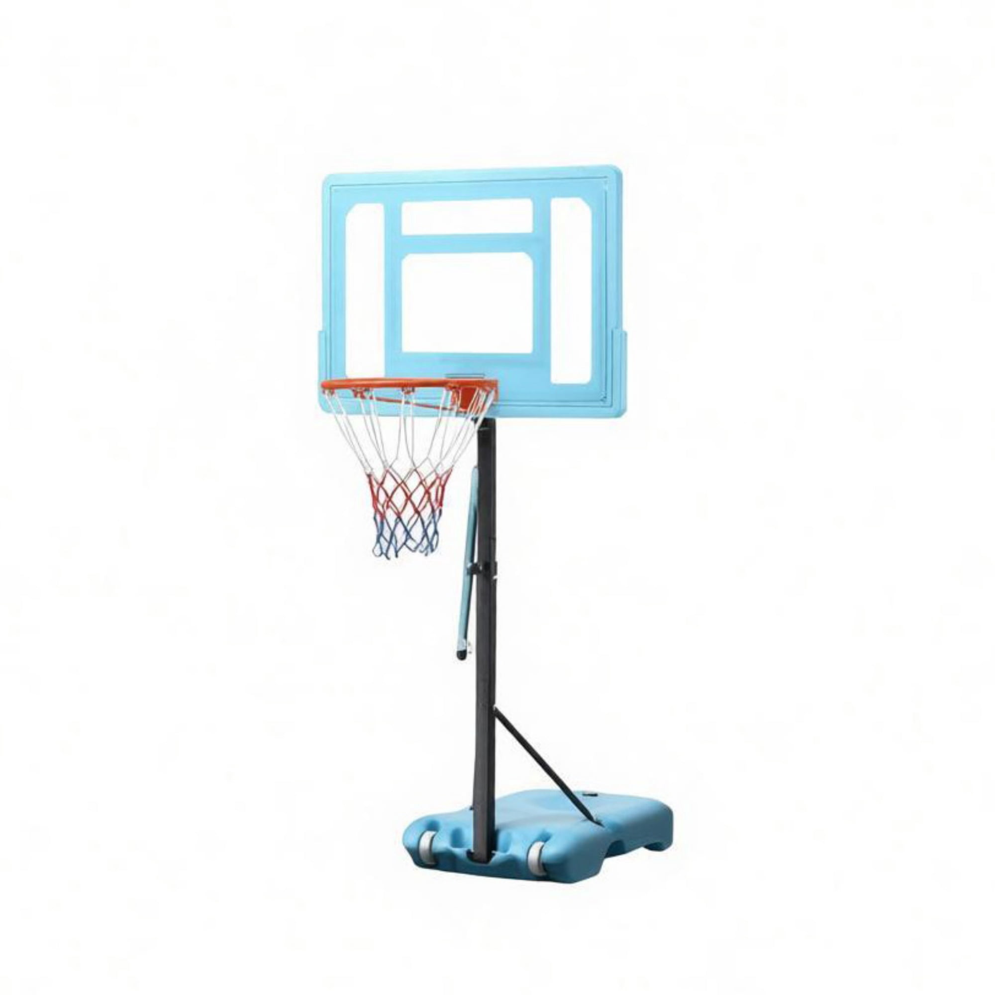 Adjustable Poolside Basketball Hoop Stand 5 Height Levels 36.5-48.5in, Weighted Fillable Base with Rolling Wheels Portable Water Basketball Game for Family Pool Party