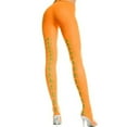 thumbnail image 2 of Music Legs Women's Women's 649-ORANGE-GREEN Skull Print Backseam Opaque Pantyhose; Orange & Green 649-ORANGE/GREEN, 2 of 2