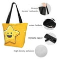 thumbnail image 4 of Fuzoiu Happy Cartoon Star Print Large Capacity Shoulder Bag for Women,Large Capacity Office Purse,Laptop Tote Bag,Casual Everyday Tote for Work Beach Travel and Shopping Grocery, 4 of 6