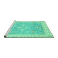 thumbnail image 2 of Ahgly Company Machine Washable Indoor Square Oriental Turquoise Blue Traditional Area Rugs, 7' Square, 2 of 4