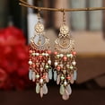 thumbnail image 3 of Eosunjian 1 Pair Drop Earrings High-end Hollow Out Beads Bohemia Style Tassel Women Hook Earrings Dating Jewelry Light Blue, 3 of 13